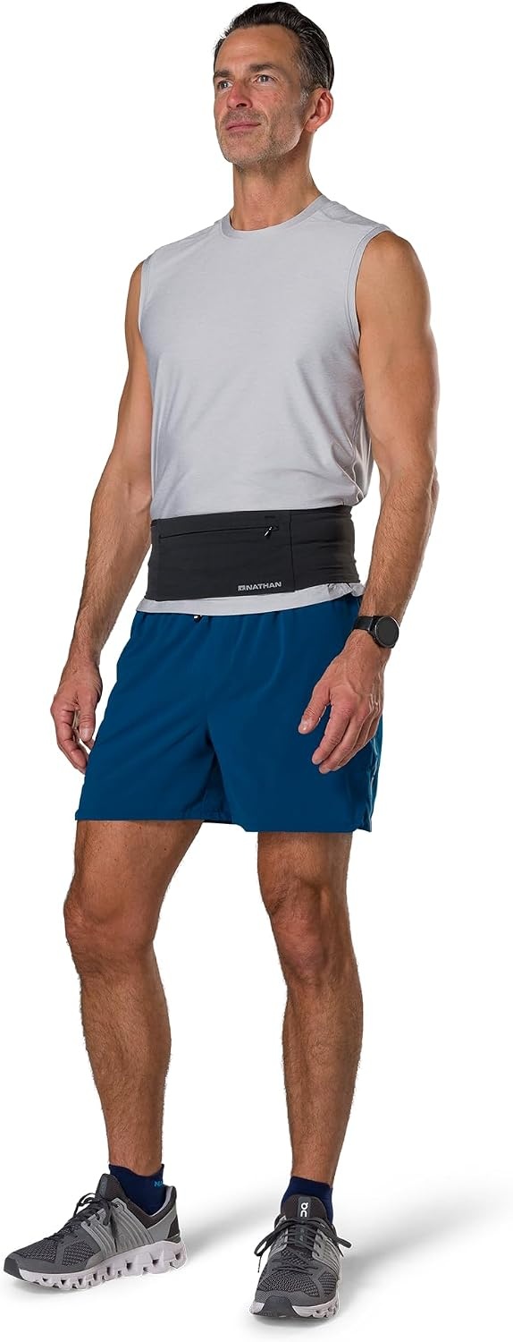 image:imageNathan Zipster Max Running Belt Running Belts for Women and Men BounceFree Waist Pack with Extra Large Zipper Pocket Smartphone Storage Walking Gym HikingBlack