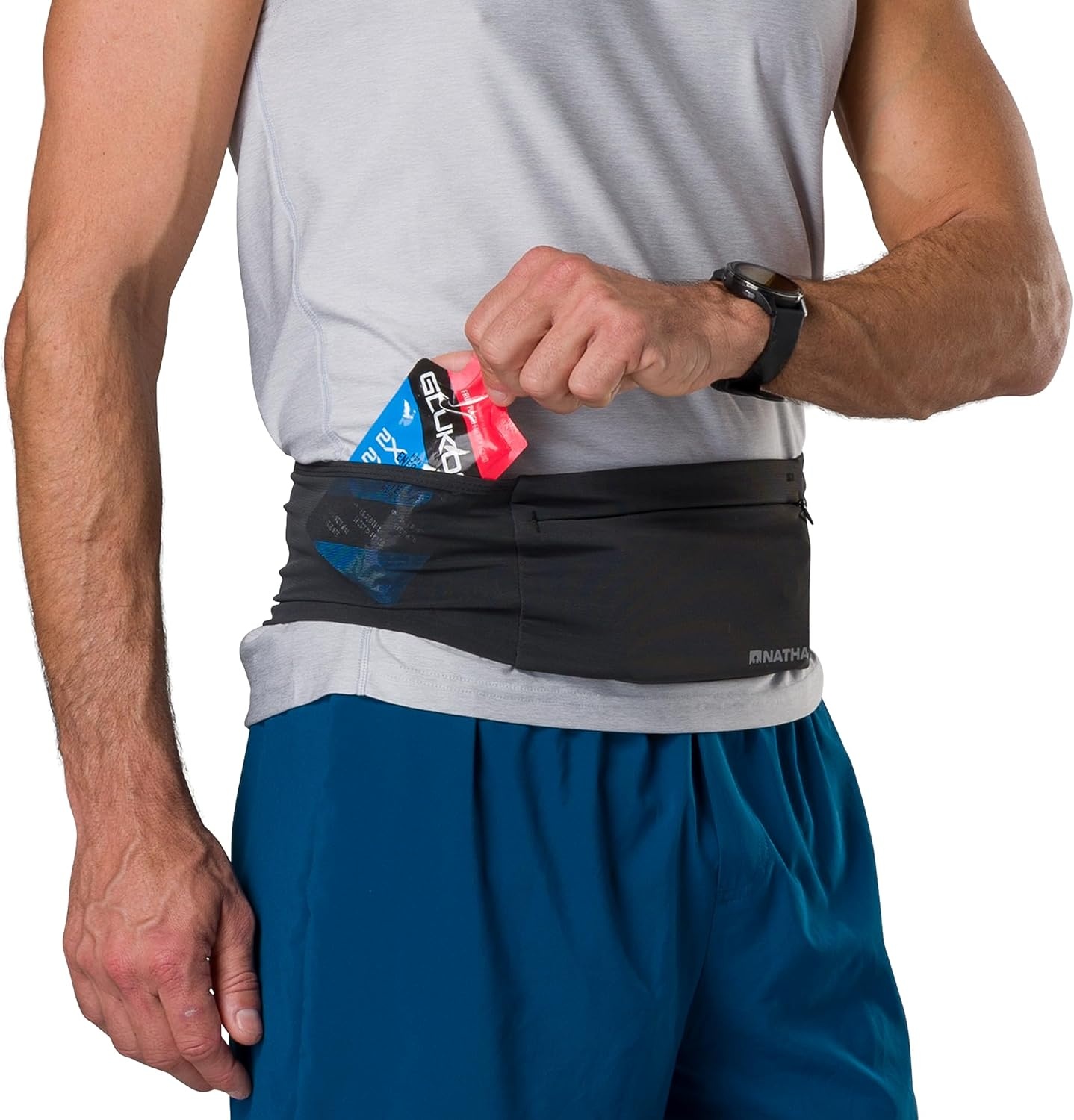 image:imageNathan Zipster Max Running Belt Running Belts for Women and Men BounceFree Waist Pack with Extra Large Zipper Pocket Smartphone Storage Walking Gym HikingBlack