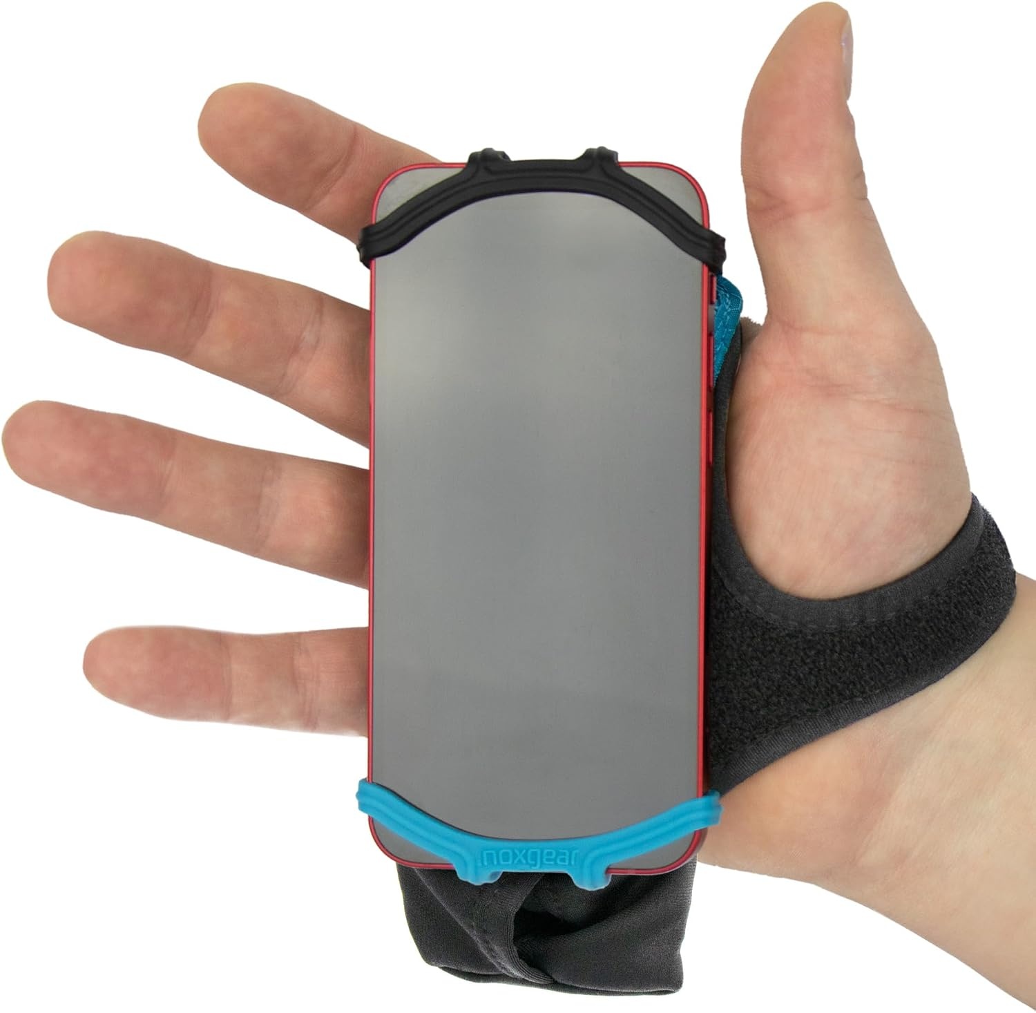 image:imageNoxgear Hand Held Phone Holder Handheld Grip Phone Holder with Key Fob amp Card Slot for Running Jogging amp Working Out Compatible with All Phones iPhone Samsung amp Google Machine WashableNoxgear Blue