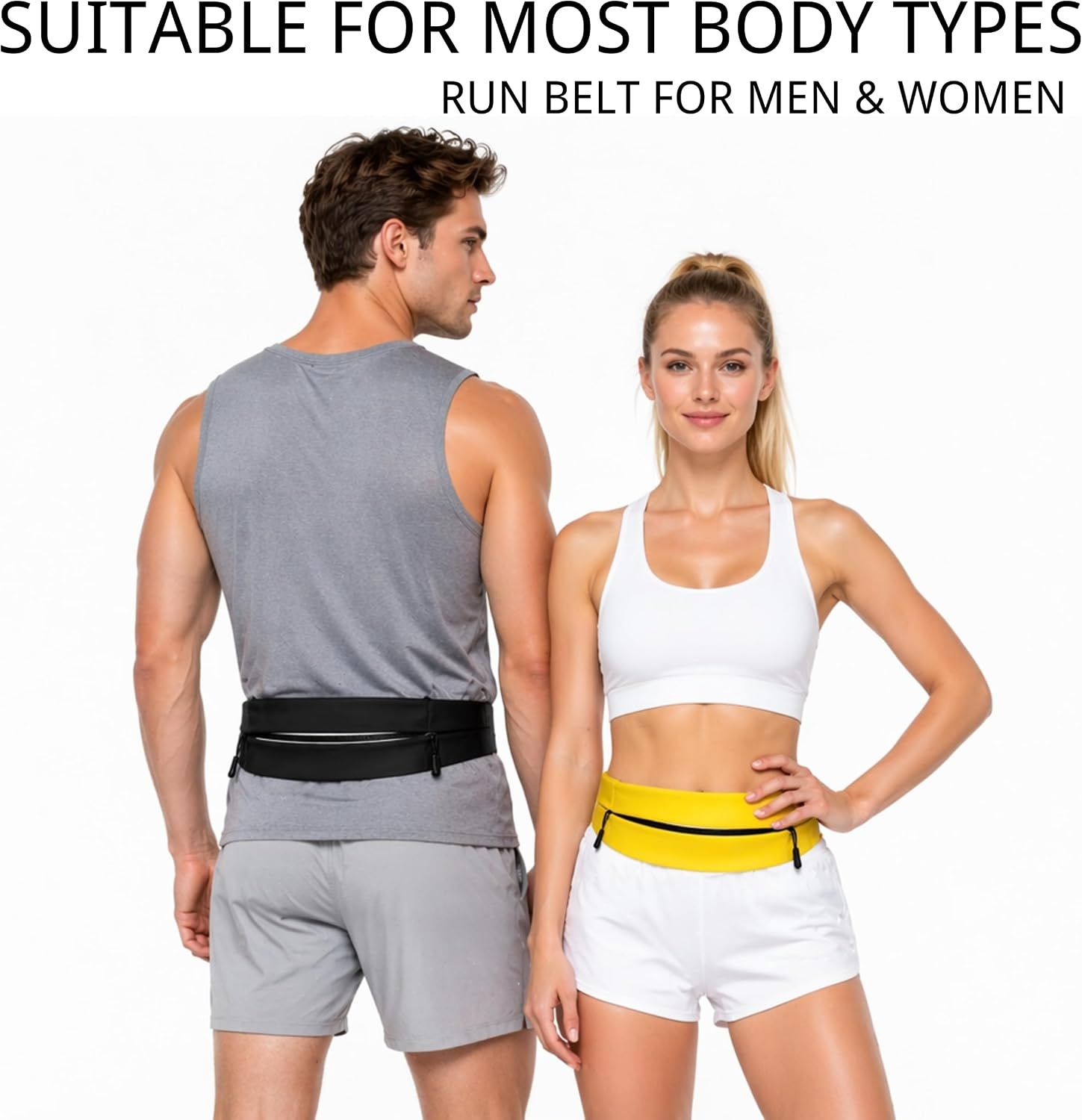 image:imageRunning Belt for Men Women Waterresistant Fanny Pack with 3 Zipper Pockets amp Reflective Safety Strips Adjustable Waist Pack Jogging Pouch for Phone Keys amp Essentials Black LargeBlack