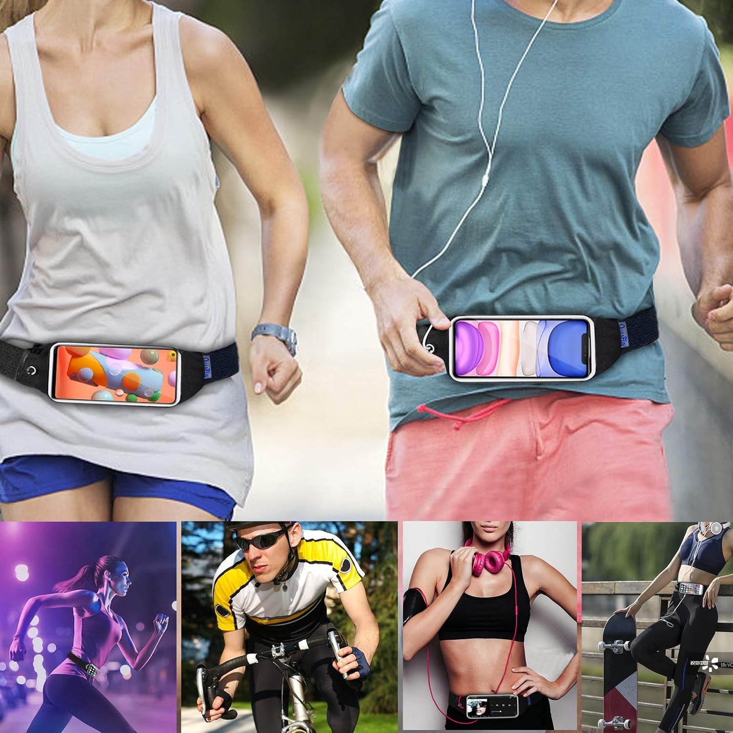 image:imageRunning BeltFanny Pack Fits Phones UP to 65 for Women MenBlack and PinkBlack