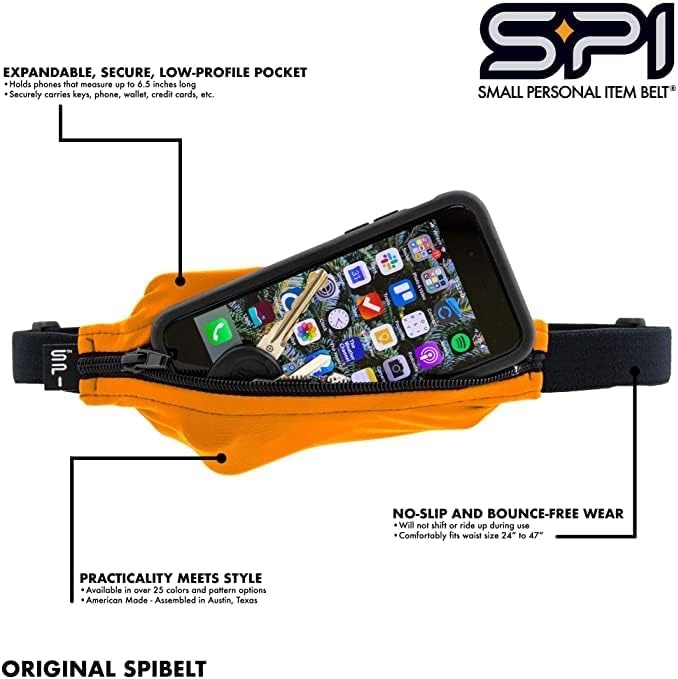 image:imageSPIbelt Running Belt Original Monochromatic Women Men Phone Holder for Running Running Fanny Pack Holder for Phone Running Waist Pack Adjustable Waist Fits All Phones White wWhite Zipperblack with pink flamingos