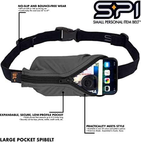 image:imageSPIbelt Running Belt Original Monochromatic Women Men Phone Holder for Running Running Fanny Pack Holder for Phone Running Waist Pack Adjustable Waist Fits All Phones White wWhite ZipperFuchsia with Black Zipper