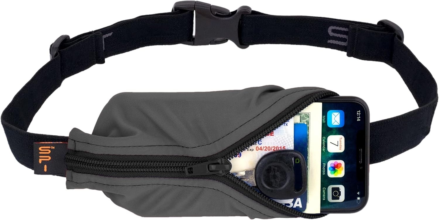 image:imageSPIbelt Running Belt Original Monochromatic Women Men Phone Holder for Running Running Fanny Pack Holder for Phone Running Waist Pack Adjustable Waist Fits All Phones White wWhite ZipperAnthracite with Black Zipper
