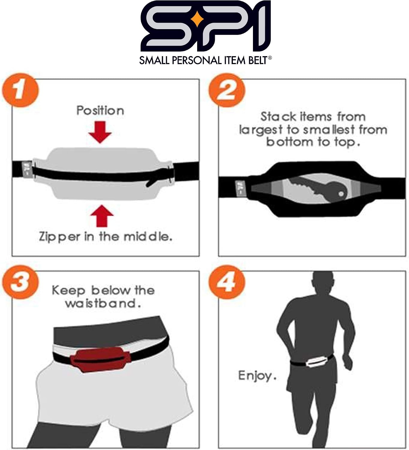 image:imageSPIbelt Running Belt Original Monochromatic Women Men Phone Holder for Running Running Fanny Pack Holder for Phone Running Waist Pack Adjustable Waist Fits All Phones White wWhite ZipperLimoncello