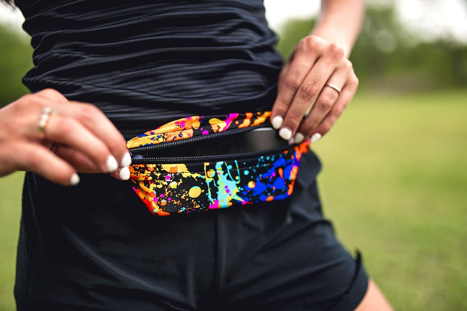 image:imageSPIbelt Running Belt Original Monochromatic Women Men Phone Holder for Running Running Fanny Pack Holder for Phone Running Waist Pack Adjustable Waist Fits All Phones White wWhite ZipperFuchsia with Black Zipper