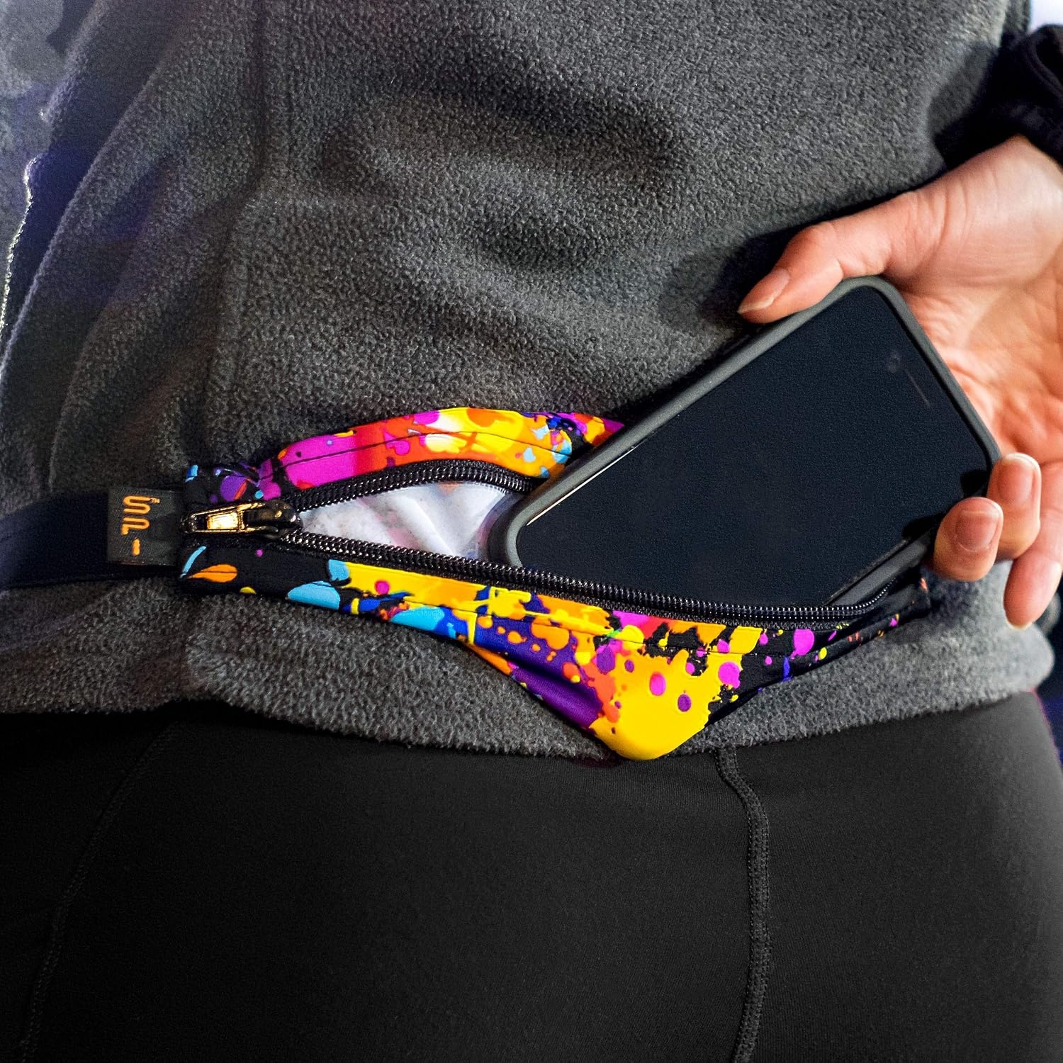 image:imageSPIbelt Running Belt Original Monochromatic Women Men Phone Holder for Running Running Fanny Pack Holder for Phone Running Waist Pack Adjustable Waist Fits All Phones White wWhite ZipperBlack with Hot Pink Zipper