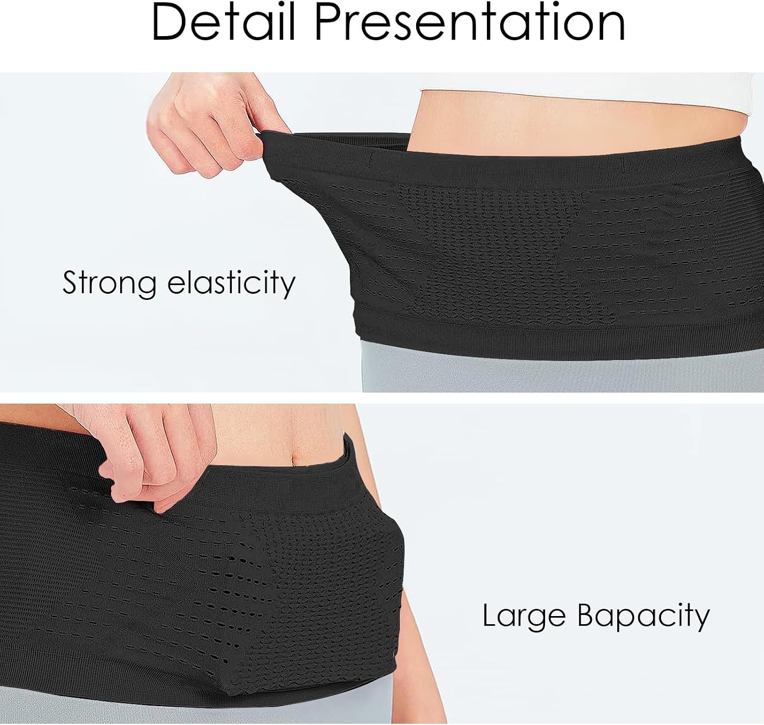 image:imageSlim Running Belt NoBounce Hidden Waist Pack with 360 Opening for Soft Flask Cellphones Keys or Gels Grey SmallBlack
