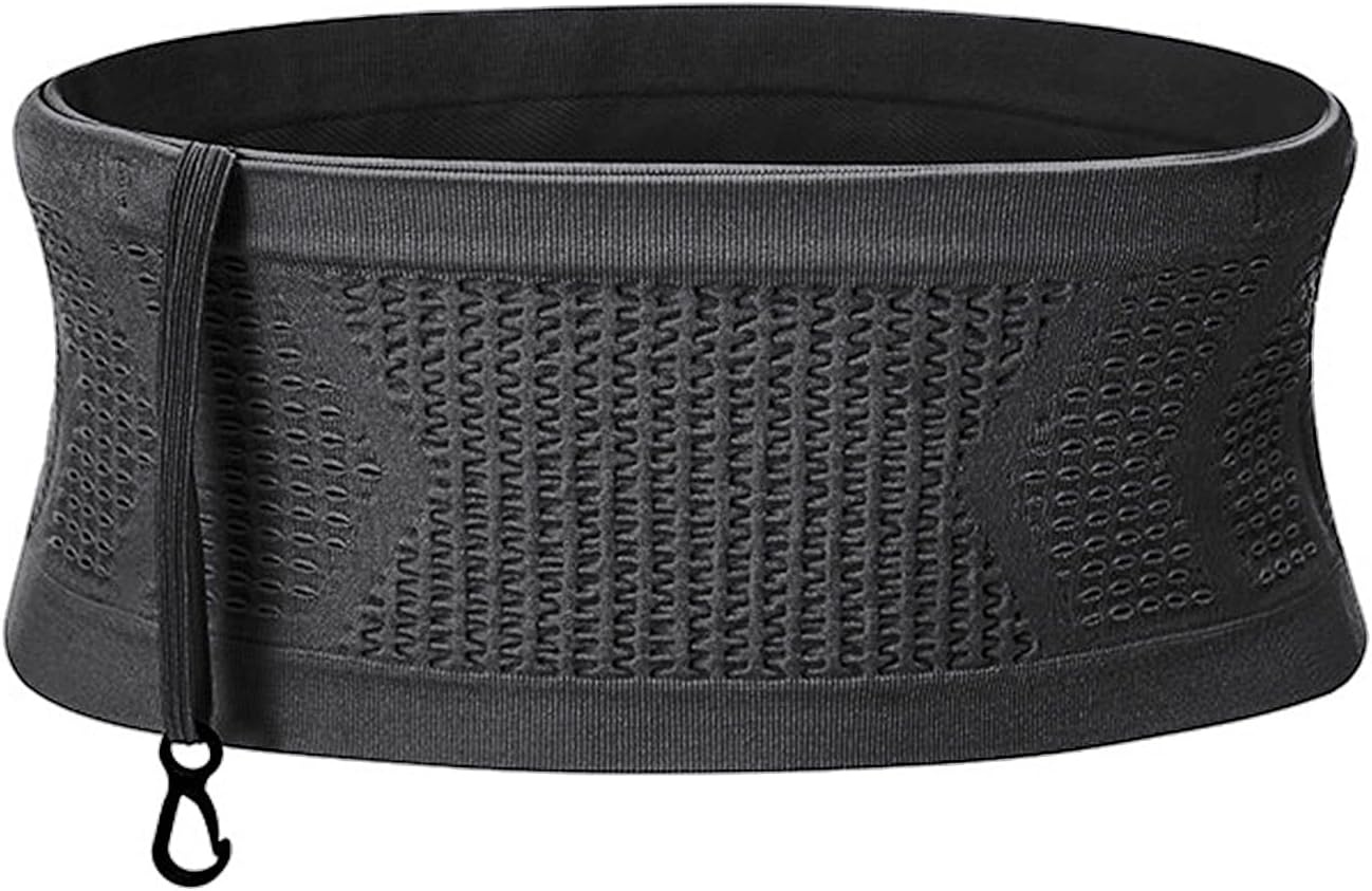 image:imageSlim Running Belt NoBounce Hidden Waist Pack with 360 Opening for Soft Flask Cellphones Keys or Gels Grey SmallBlack