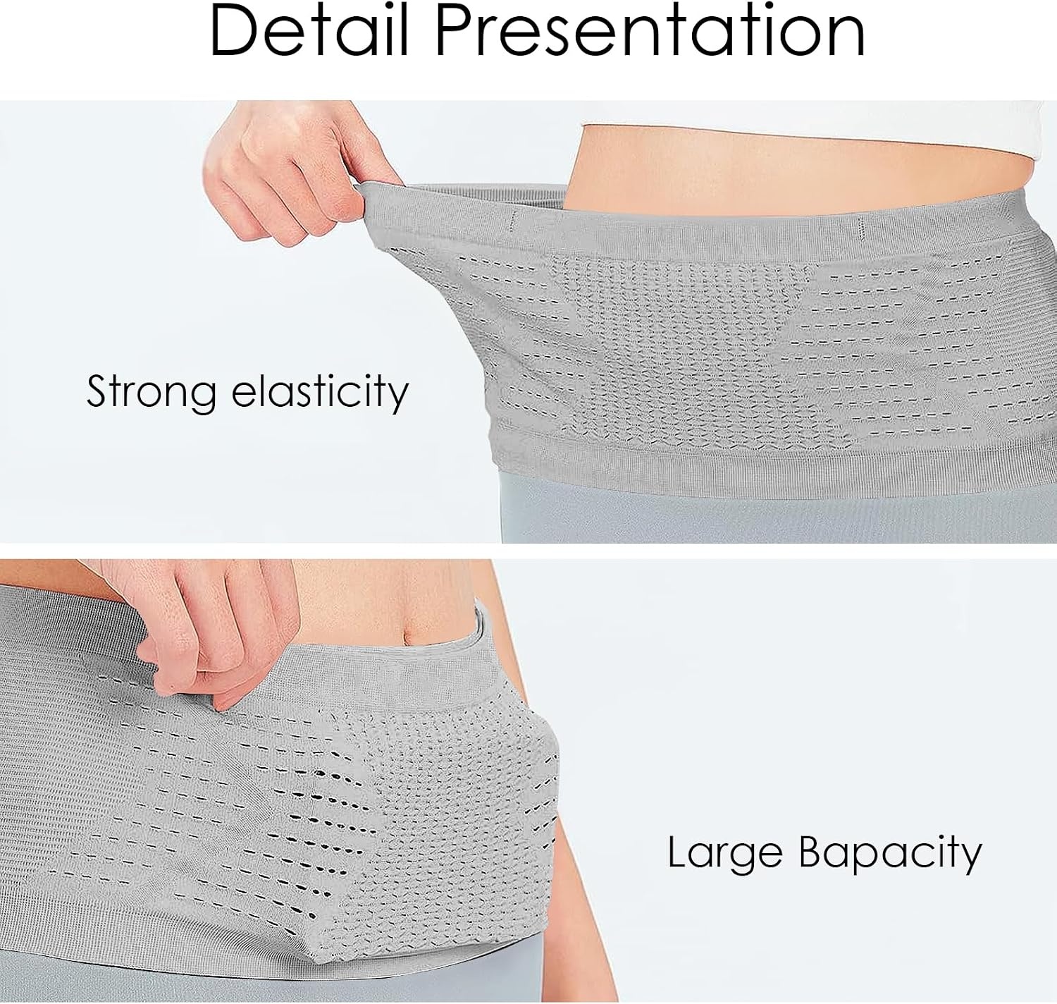 image:imageSlim Running Belt NoBounce Hidden Waist Pack with 360 Opening for Soft Flask Cellphones Keys or Gels Grey SmallGrey