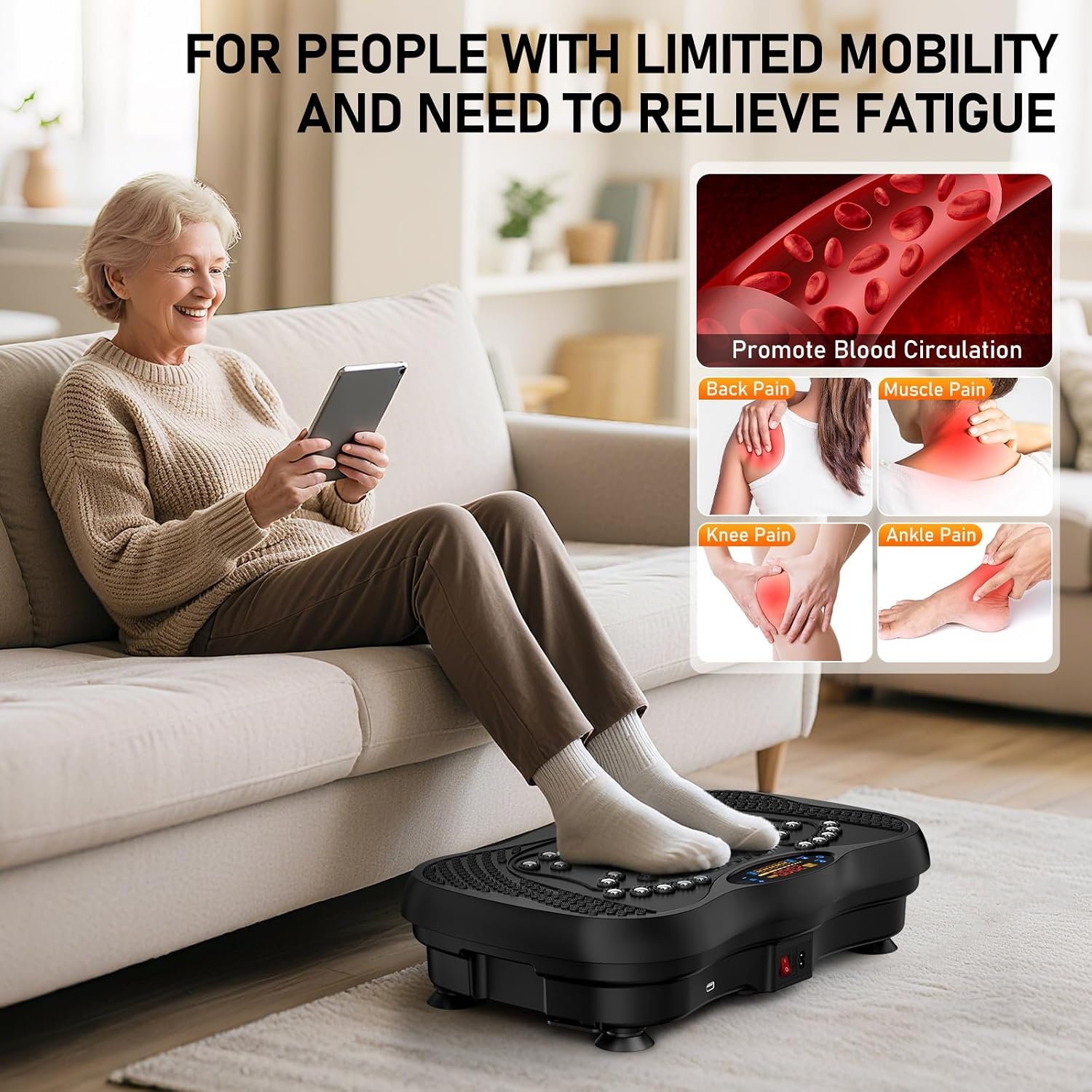 image:imageVibration Plate Exercise Machine for Full Body Lymphatic DrainageDeep Black
