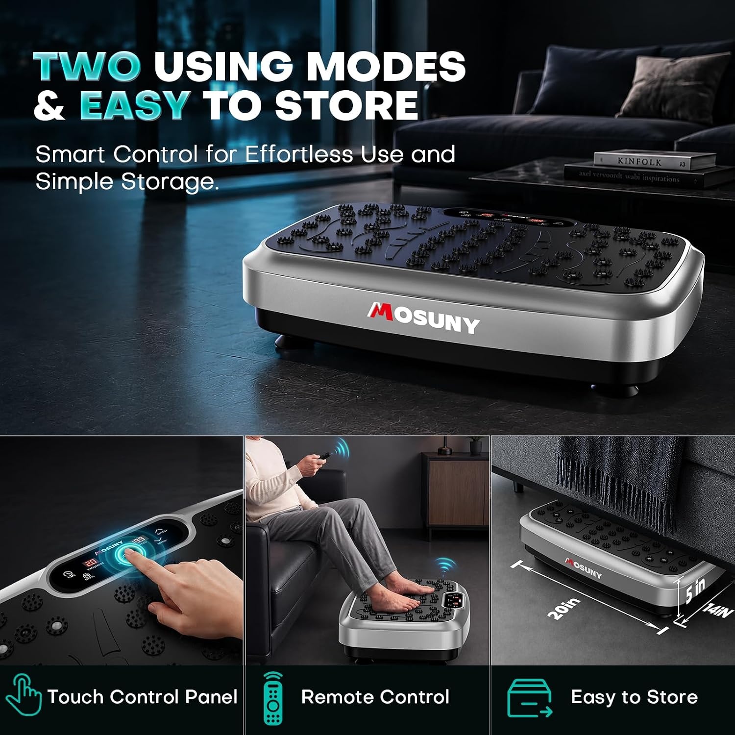 image:imageVibration Plate for Lymphatic Drainage with 7 Modes Vibration Plate Exercise Machine Powerful 150W Motor Speaker with Music Full Body Workout with 199 Speeds for Women Men 450 Lbs CapacityGrey