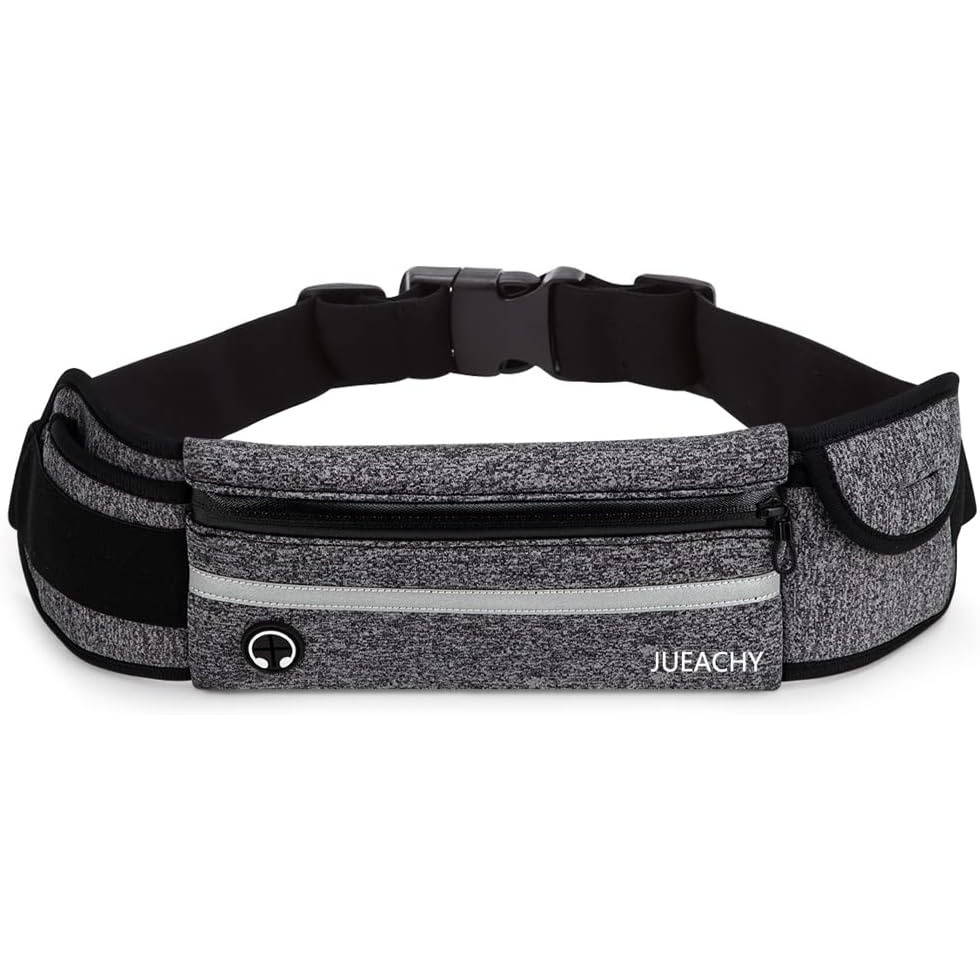 image:imageJueachy Running Belts for Women Waterproof Fanny Pack Running Waist Pouch Phone holder Adjustable Sports Money Belt with Headphone PortGrey