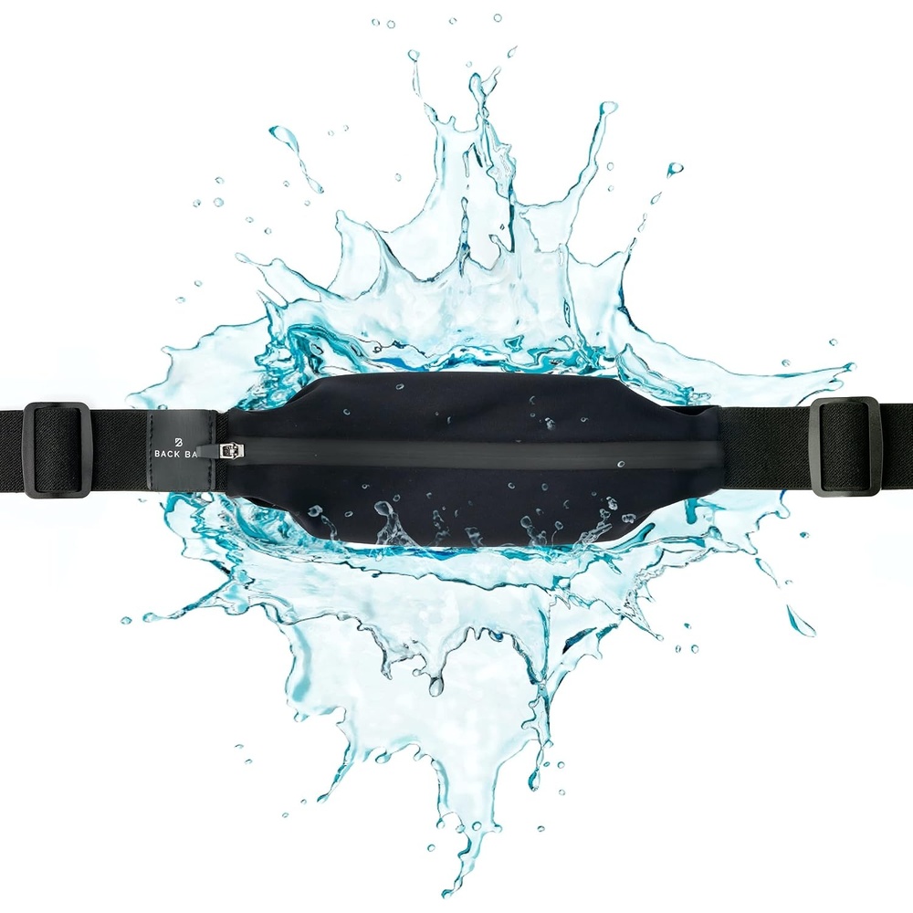 image:imageNoBounce Slim amp Secure Running Belt Fits ALL Phones Keys Cards Gels2 Black