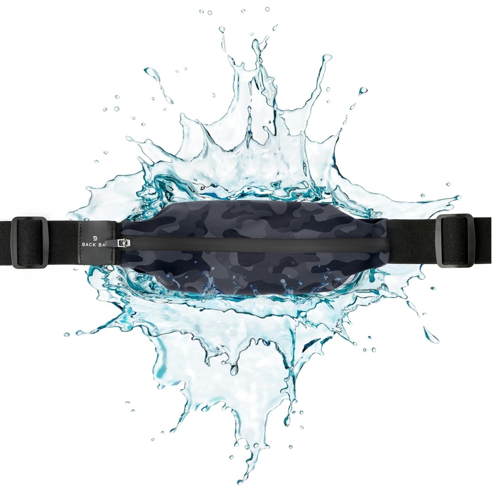 image:imageNoBounce Slim amp Secure Running Belt Fits ALL Phones Keys Cards Gels3 Black Camo