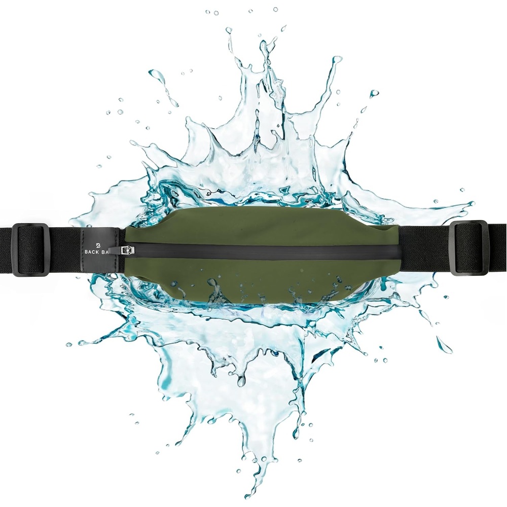 image:imageNoBounce Slim amp Secure Running Belt Fits ALL Phones Keys Cards Gels5 Army Green
