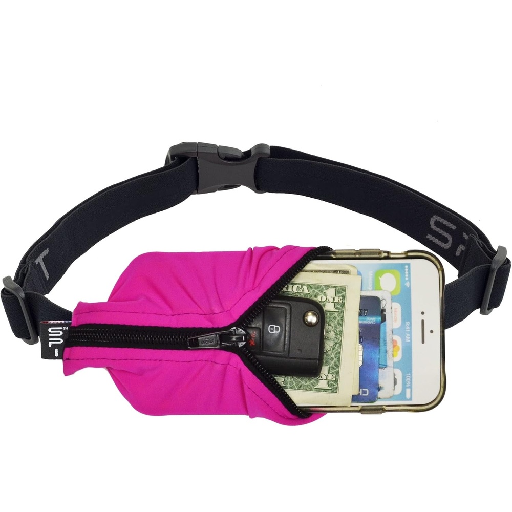 image:imageSPIbelt Running Belt Original Monochromatic Women Men Phone Holder for Running Running Fanny Pack Holder for Phone Running Waist Pack Adjustable Waist Fits All Phones White wWhite ZipperFuchsia with Black Zipper