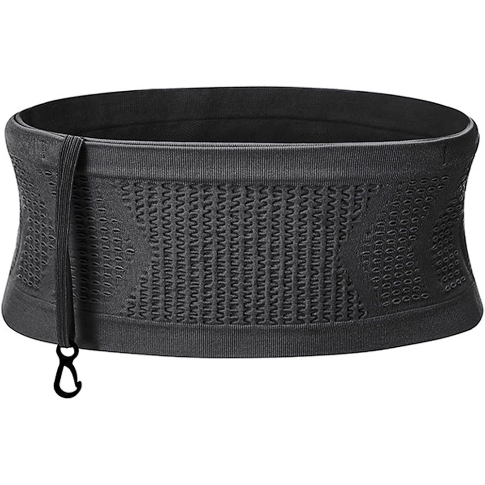 image:imageSlim Running Belt NoBounce Hidden Waist Pack with 360 Opening for Soft Flask Cellphones Keys or Gels Grey SmallBlack
