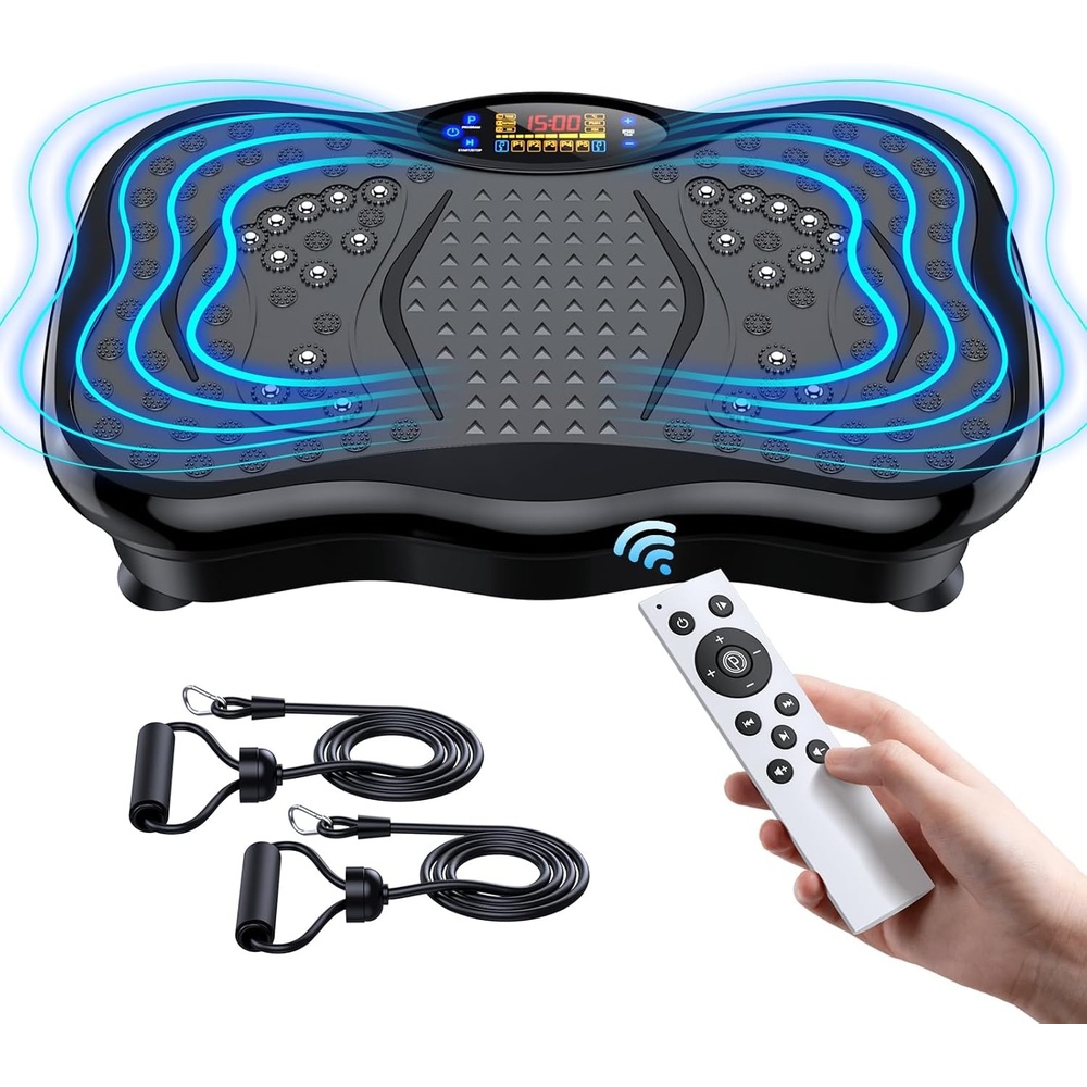image:imageVibration Plate Exercise Machine WholeBody Fitness Vibration Platform with Remote Control Foot Massage Nodes Speed amp Multiple Preset Modes Compact Home Workout EquipmentMidnightblack