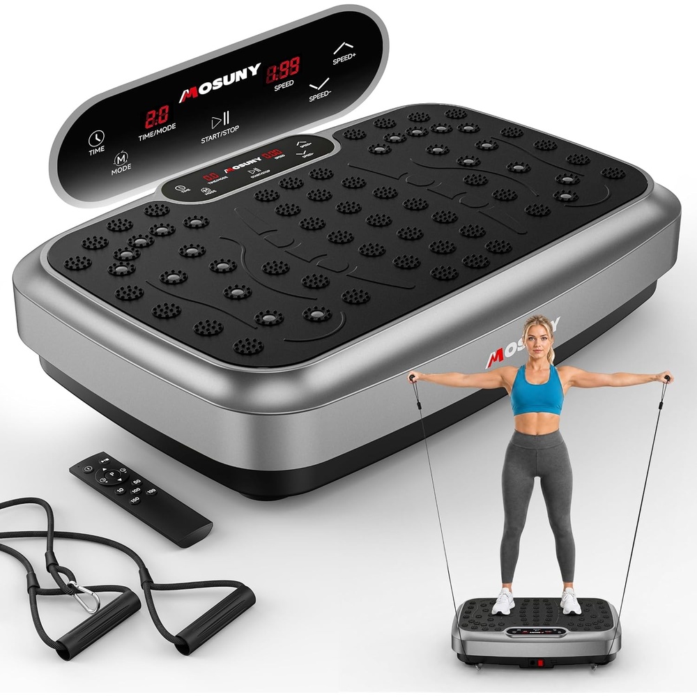 image:imageVibration Plate for Lymphatic Drainage with 7 Modes Vibration Plate Exercise Machine Powerful 150W Motor Speaker with Music Full Body Workout with 199 Speeds for Women Men 450 Lbs CapacityGrey
