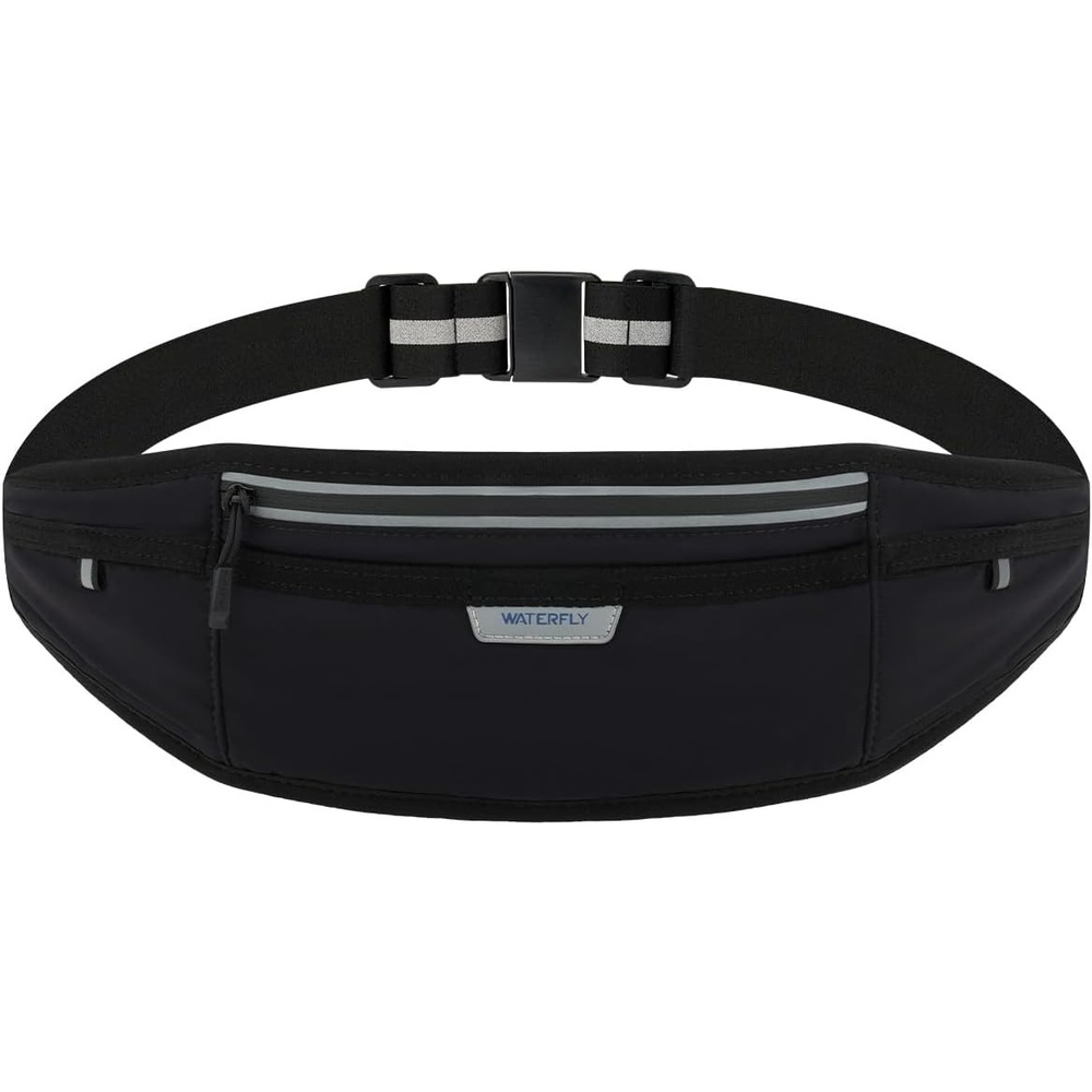 image:imageWATERFLY Running Belt Slim Breathable Back Pad 4Pocket Runners PouchBlack