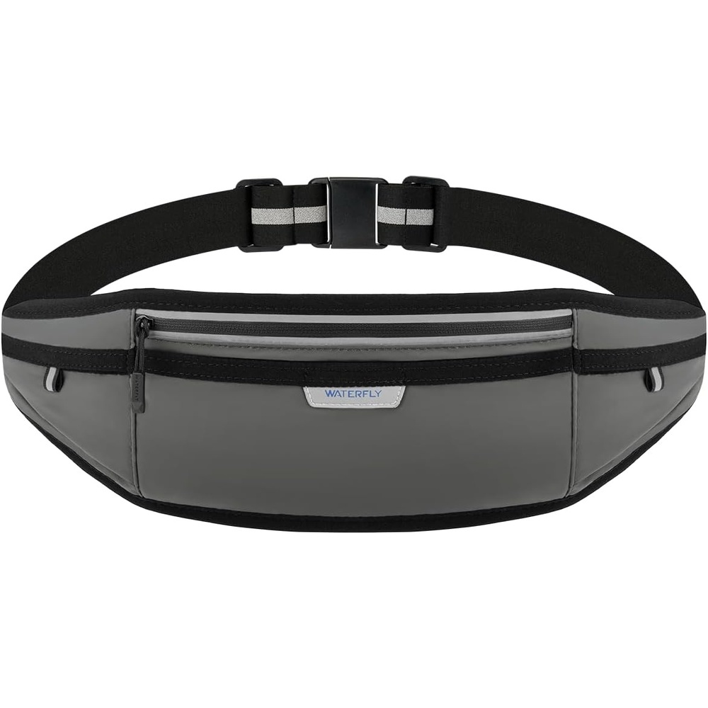 image:imageWATERFLY Running Belt Slim Breathable Back Pad 4Pocket Runners PouchDark Gray