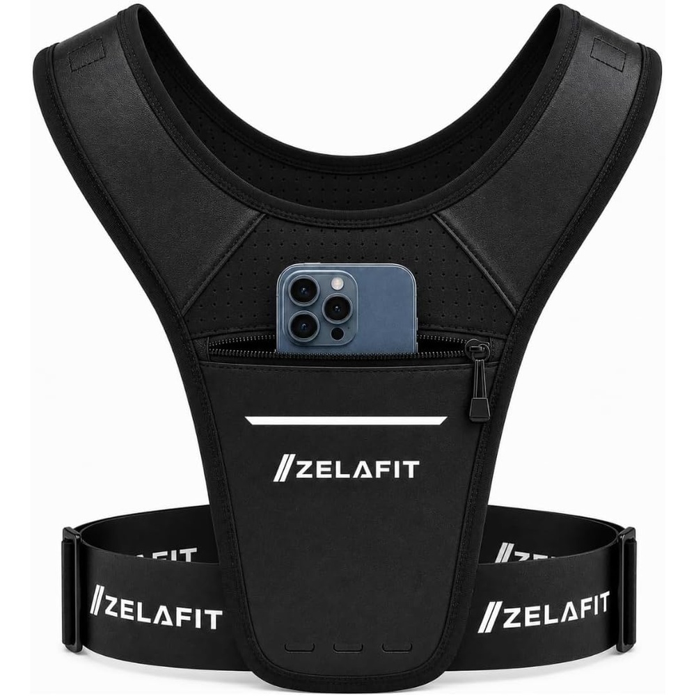 image:imageZelaFit Running Phone Holder Vest for Women amp Men  Lightweight Running Gear and Everyday Running Essentials  Chest Rig Phone Holder for Running BlackLarge  XXLarge