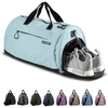 Fitgriff® Gym Bag for Men & Women with Shoe & Wet Compartment – Duffle Bag for Travel, Sports, Fitness & Workout(Cyan)
