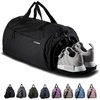 Fitgriff® Gym Bag for Men & Women with Shoe & Wet Compartment – Duffle Bag for Travel, Sports, Fitness & Workout(Full Black)