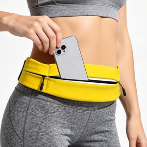 Running Belt for Men Women, Water-resistant Fanny Pack with 3 Zipper Pockets & Reflective Safety Strips, Adjustable Waist Pack Jogging Pouch for Phone, Keys & Essentials (Black, Large)(Yellow)