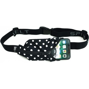 SPIbelt Running Belt Original Monochromatic, Women Men, Phone Holder for Running, Running Fanny Pack, Holder for Phone, Running Waist Pack, Adjustable Waist, [Fits All Phones]. White w/White Zipper(Black White Polka Dot/Black Zipper)