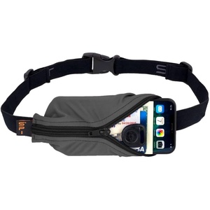 SPIbelt Running Belt Original Monochromatic, Women Men, Phone Holder for Running, Running Fanny Pack, Holder for Phone, Running Waist Pack, Adjustable Waist, [Fits All Phones]. White w/White Zipper(Anthracite)