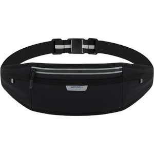 WATERFLY Running Belt Slim Breathable Back Pad 4-Pocket Runners Pouch(Black)