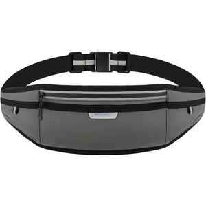 WATERFLY Running Belt Slim Breathable Back Pad 4-Pocket Runners Pouch(Dark Gray)